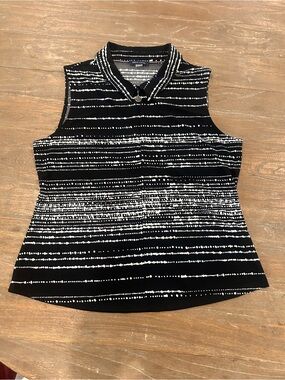 Tommy Hilfiger Black & White Sleeveless Dot-Stripe Tank